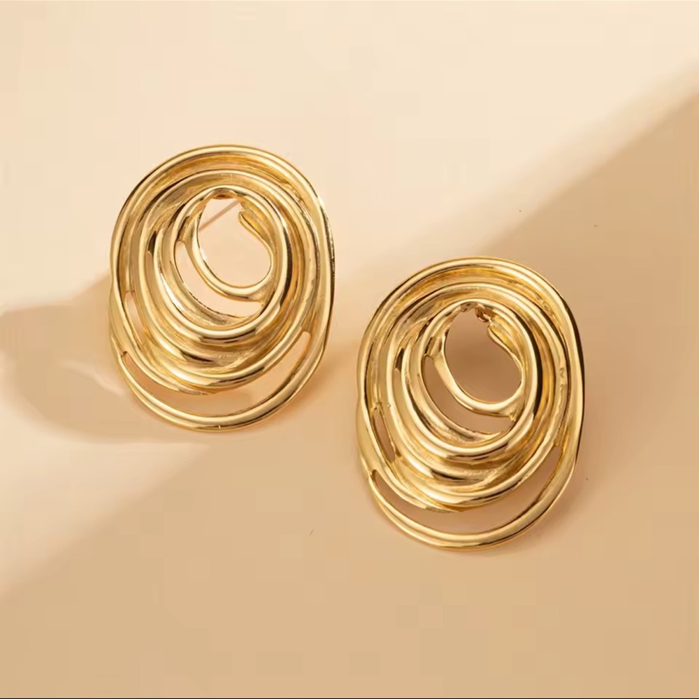Gold Swirl Earrings Stainless Steel